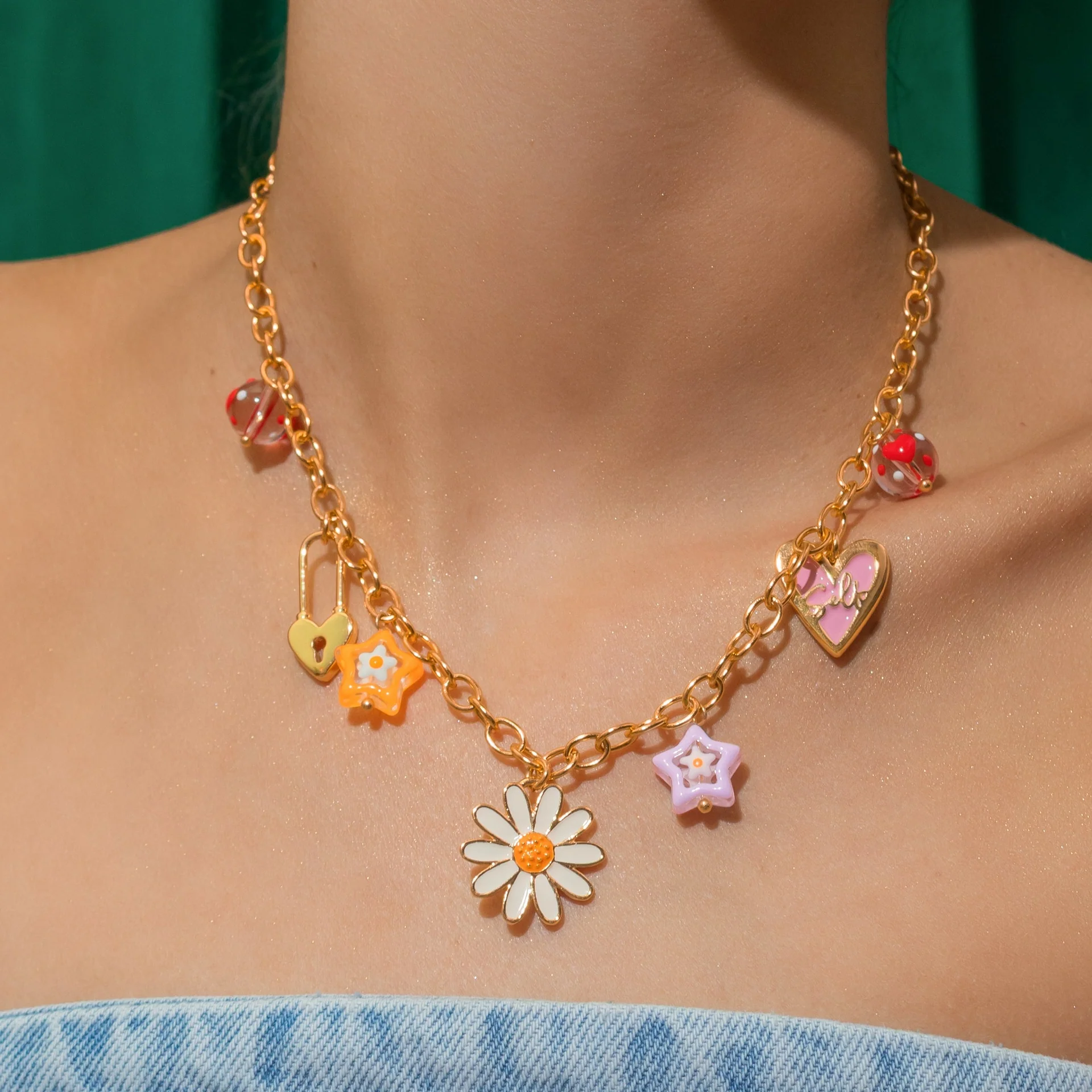 Collar Multicharms Margarita + Aretes