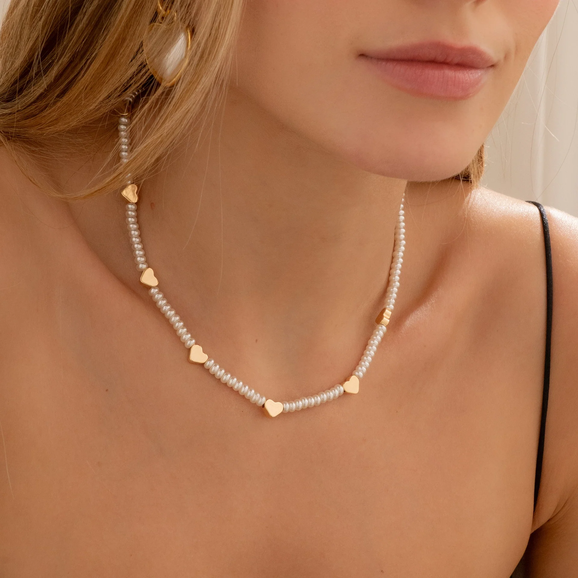 Choker Perla Corazón+ Aretes
