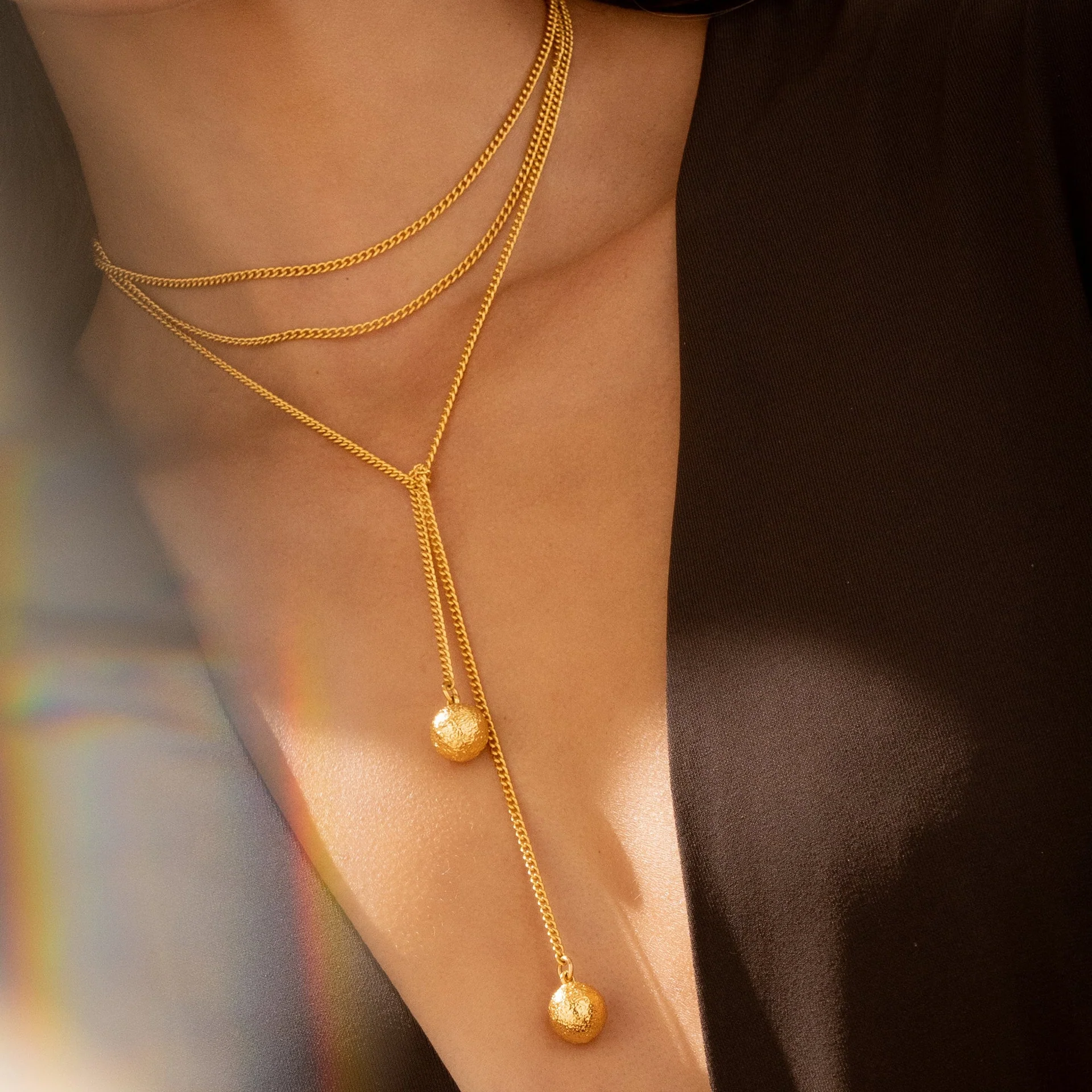 Collar Corbatin Esferas + Aretes