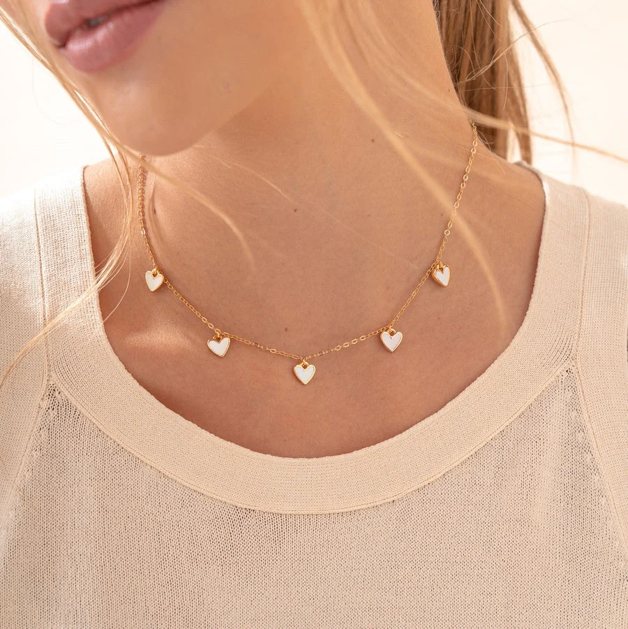 Cadena Multi Corazones Blanco