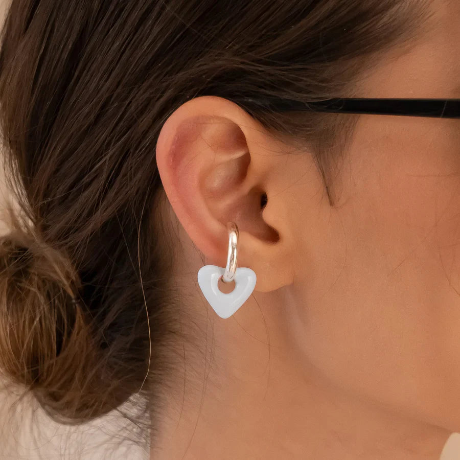 [1177] Earcuff Plata Corazon Celeste