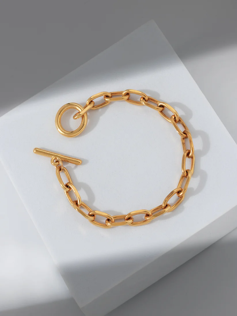 [12404] Pulsera Broche Gold + Aretes