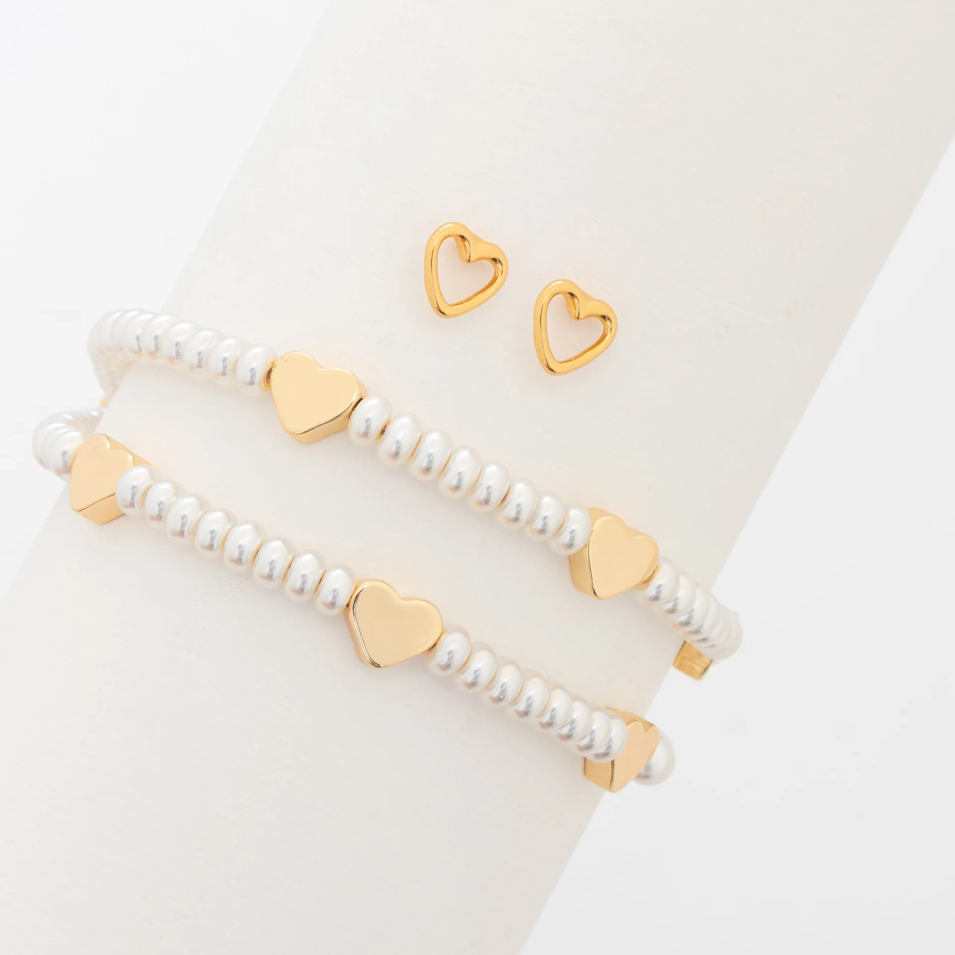 [12458] Pulsera 2 en 1 Corazones + Aretes