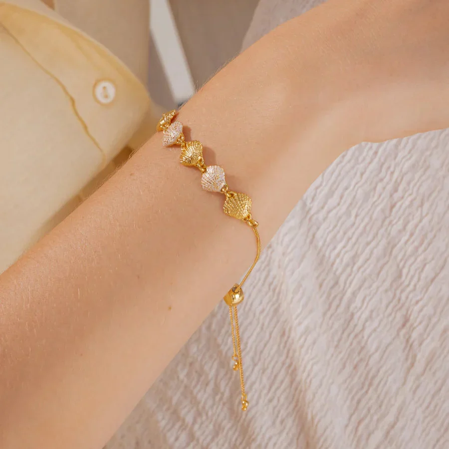 [1480] Pulsera Mini Conchas + Aretes