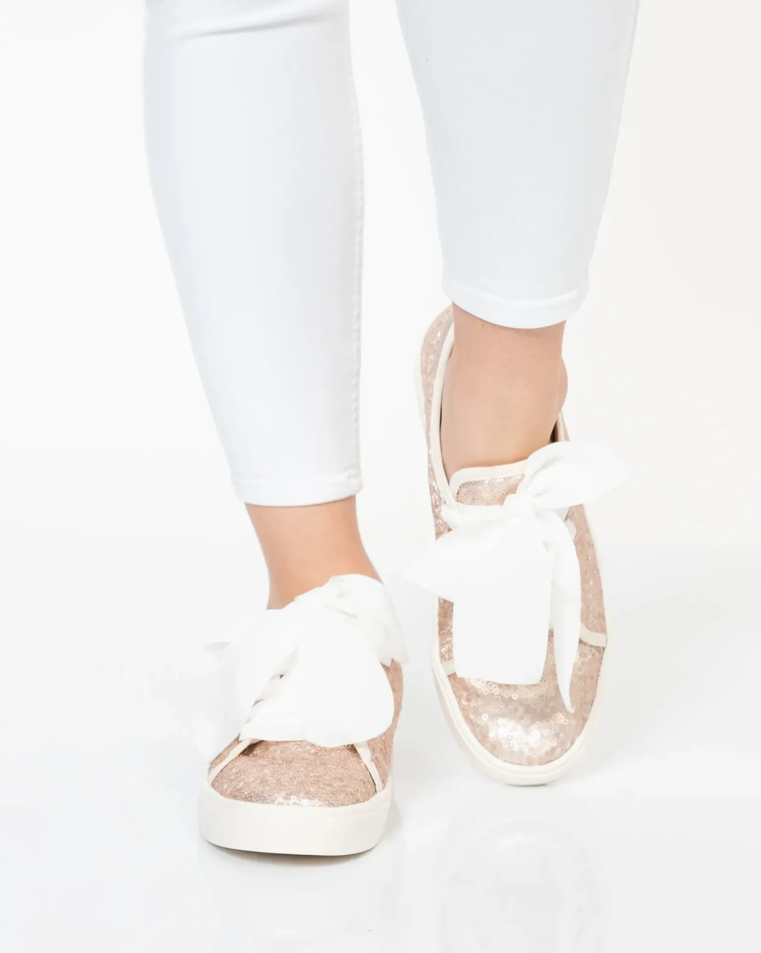 [1222] TENIS LENTEJUELAS ORO ROSA 35