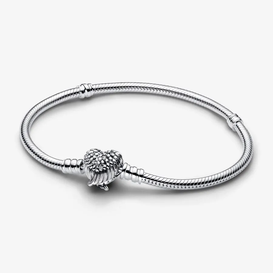 Heart Wings Clasp Snake Chain Bracelet 19