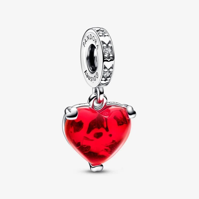 Mickey & Minnie Mouse Kiss Red Murano Glass