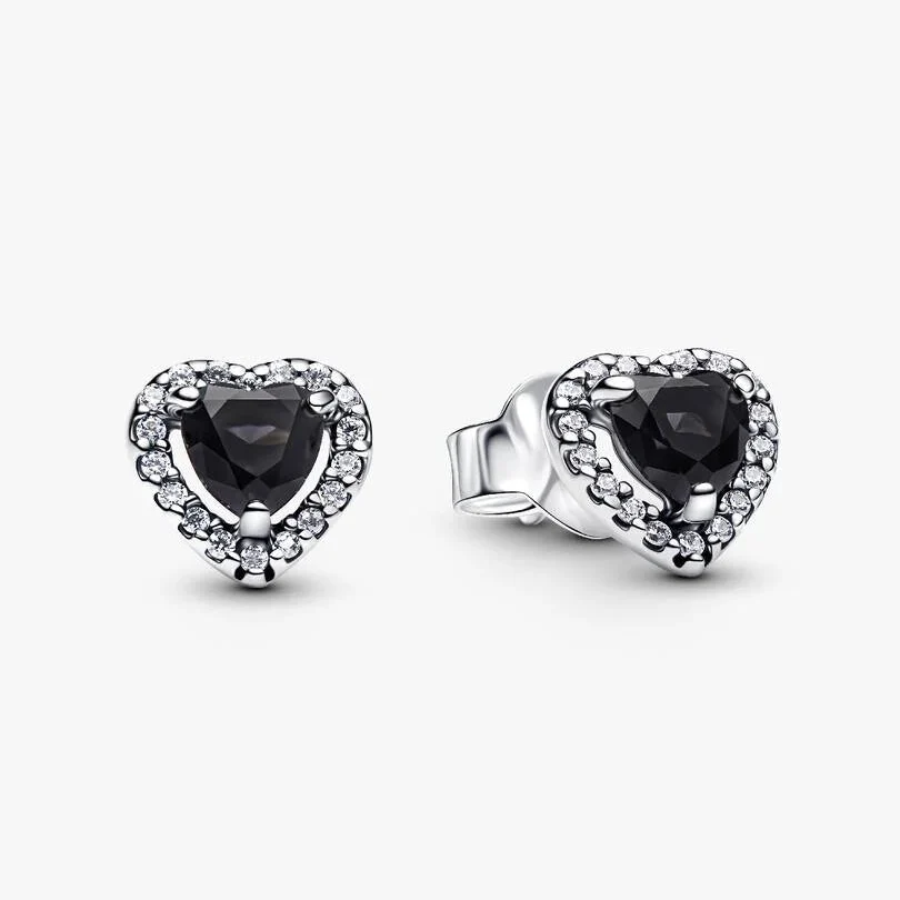 [13591] Elevated Black Heart Stud