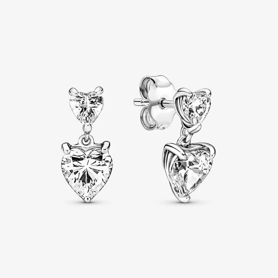 [588] Double Heart Sparkling Stud