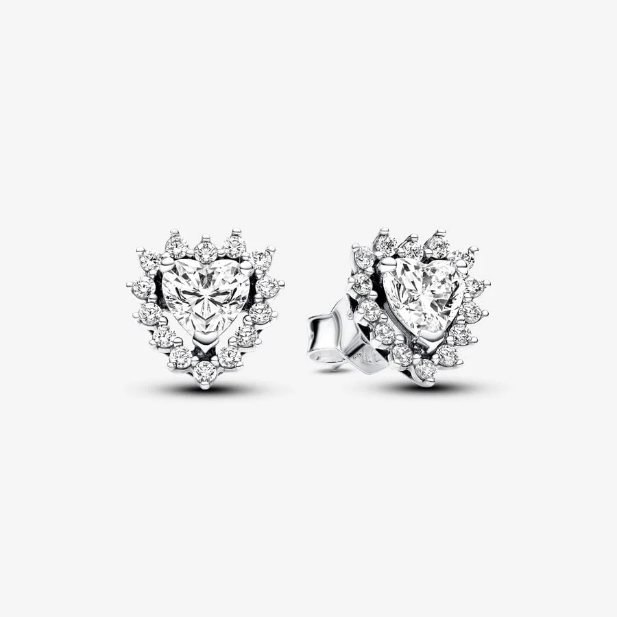 Sparkling Heart Halo Stud
