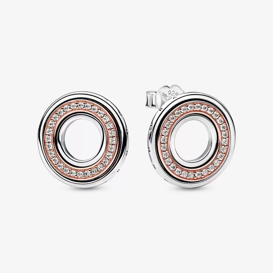 Two tone Logo & Pavé Stud
