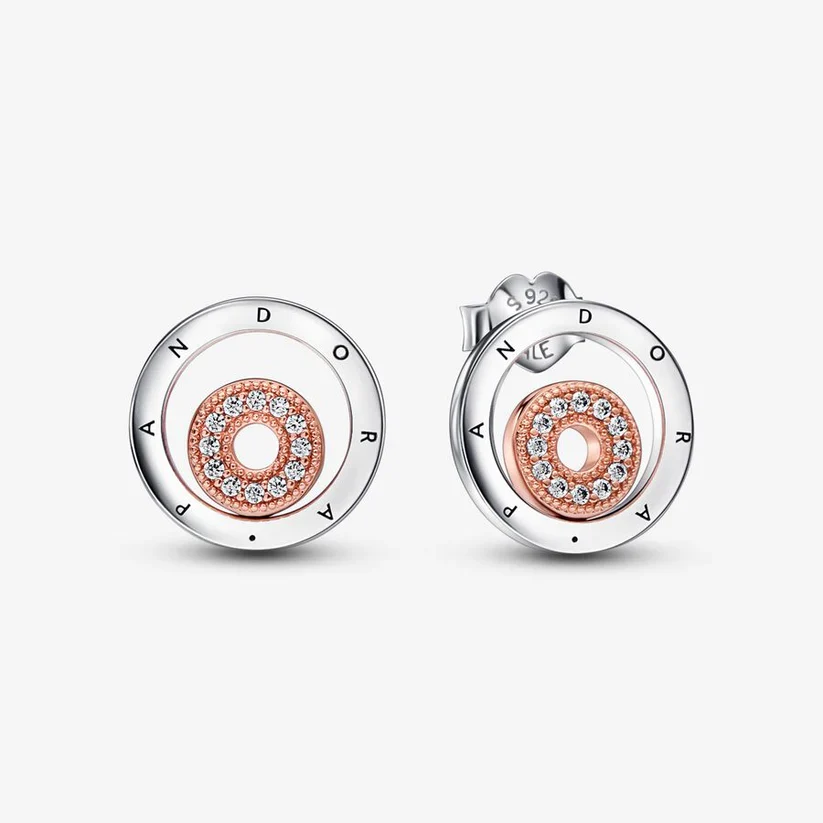 [654] Two-tone Logo Circles Stud