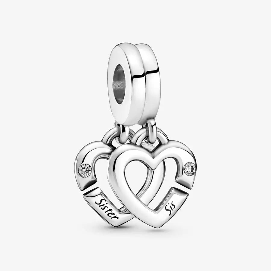 Linked Sister Hearts Split Dangle