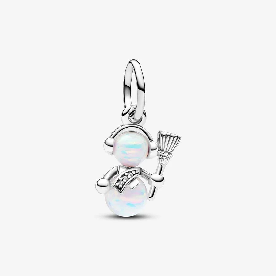 Opalescent Snowman Dangle