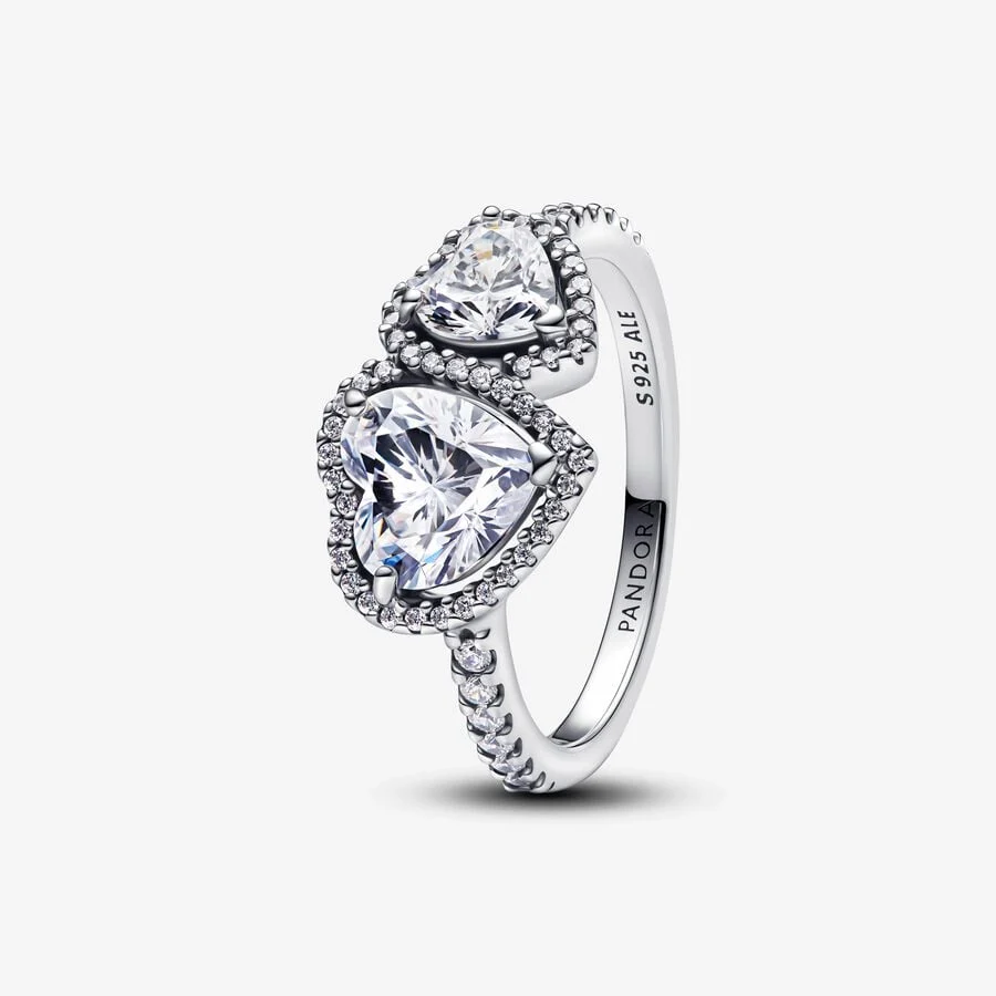 Sparkling Halo Hearts Ring 56