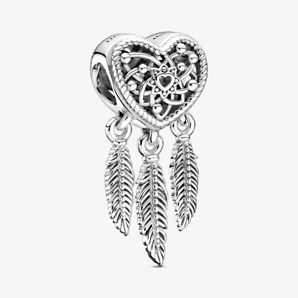 Openwork Heart & Three Feathers Dreamcatcher