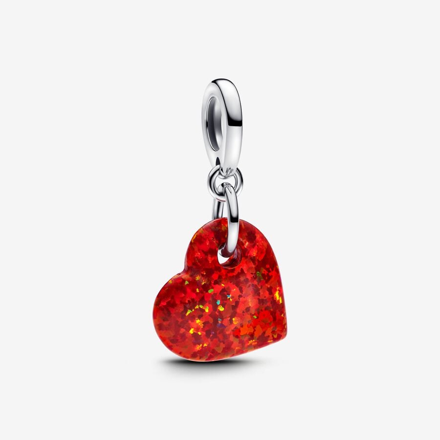 Opalescent Red Heart Dangle