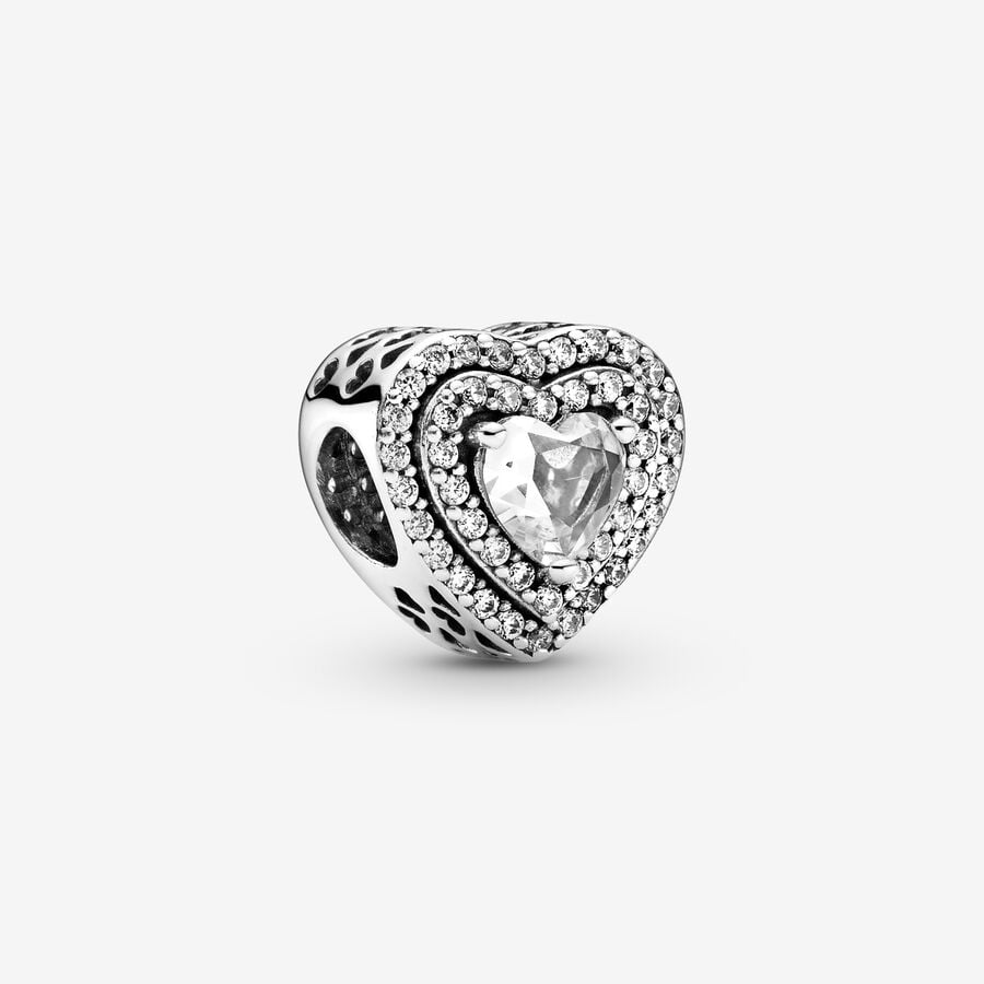 Sparkling Leveled Hearts Silver