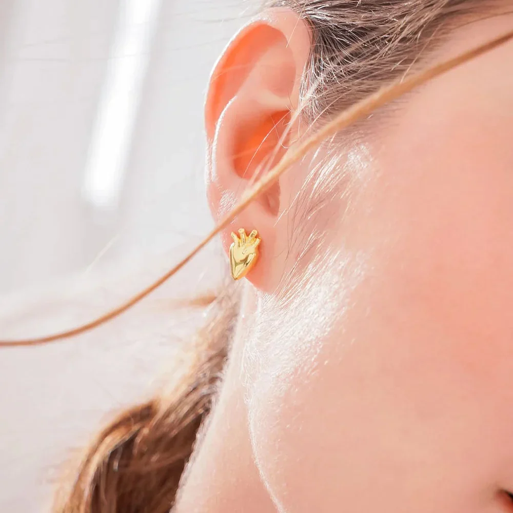 Aretes Corazón Anatómico Oro