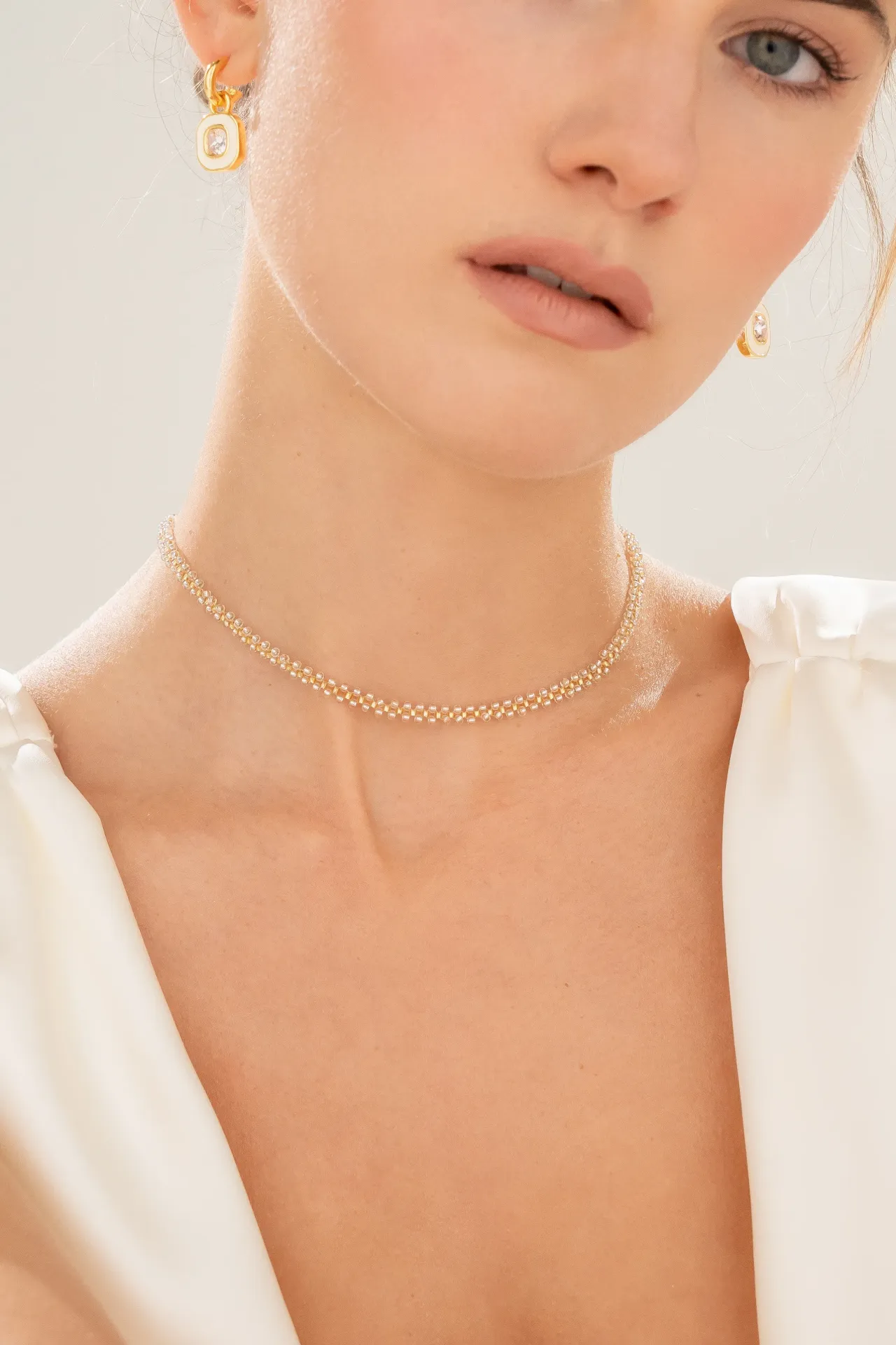 Collar Choker Tejido Plateado