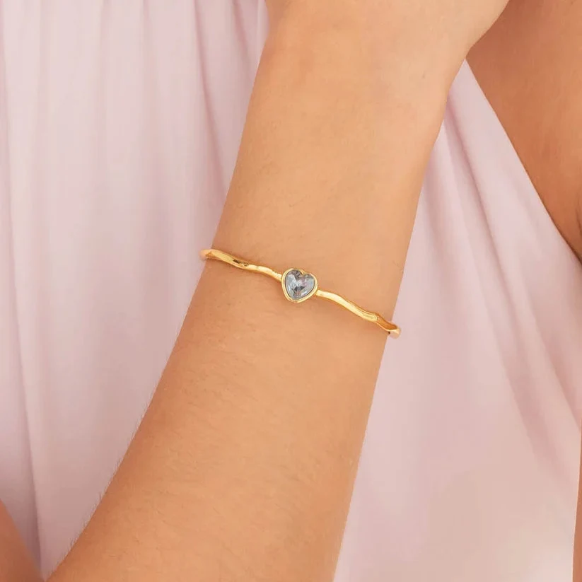 Brazalete Cristal Corazón Azul Oro