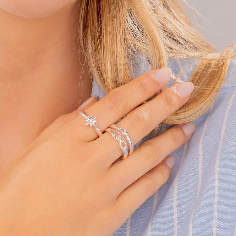 Set x 3 Anillo Infinito Plata