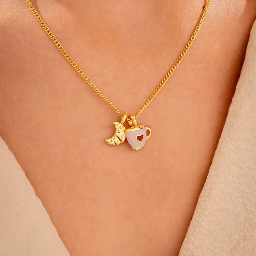 Set Collar Taza Corazón + Aretes