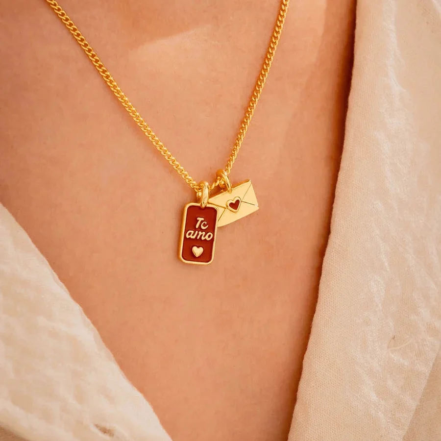 Set Collar Carta TE AMO + Aretes
